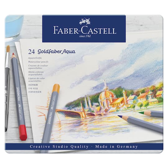Faber-Castell&#xAE; Goldfaber Aqua 24 Color Watercolor Pencil Tin Set